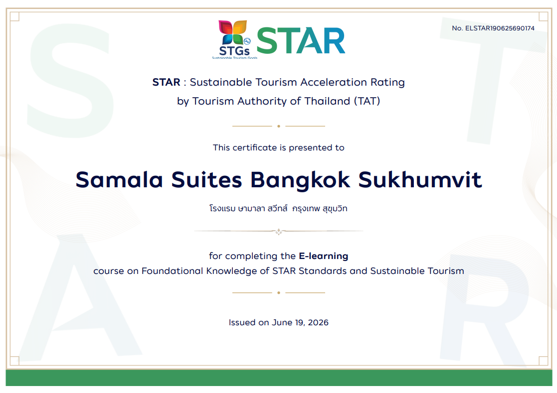 Samala Suites Bangkok Sustainability